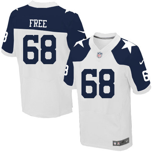 Men's Elite Doug Free Nike Jersey White Alternate - #68 Throwback NFL Dallas Cowboys